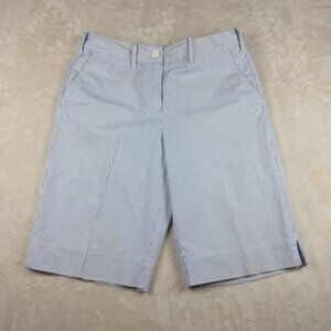 Talbots Petites 10P Stretch Pinstripe Shorts Blue White Cotton